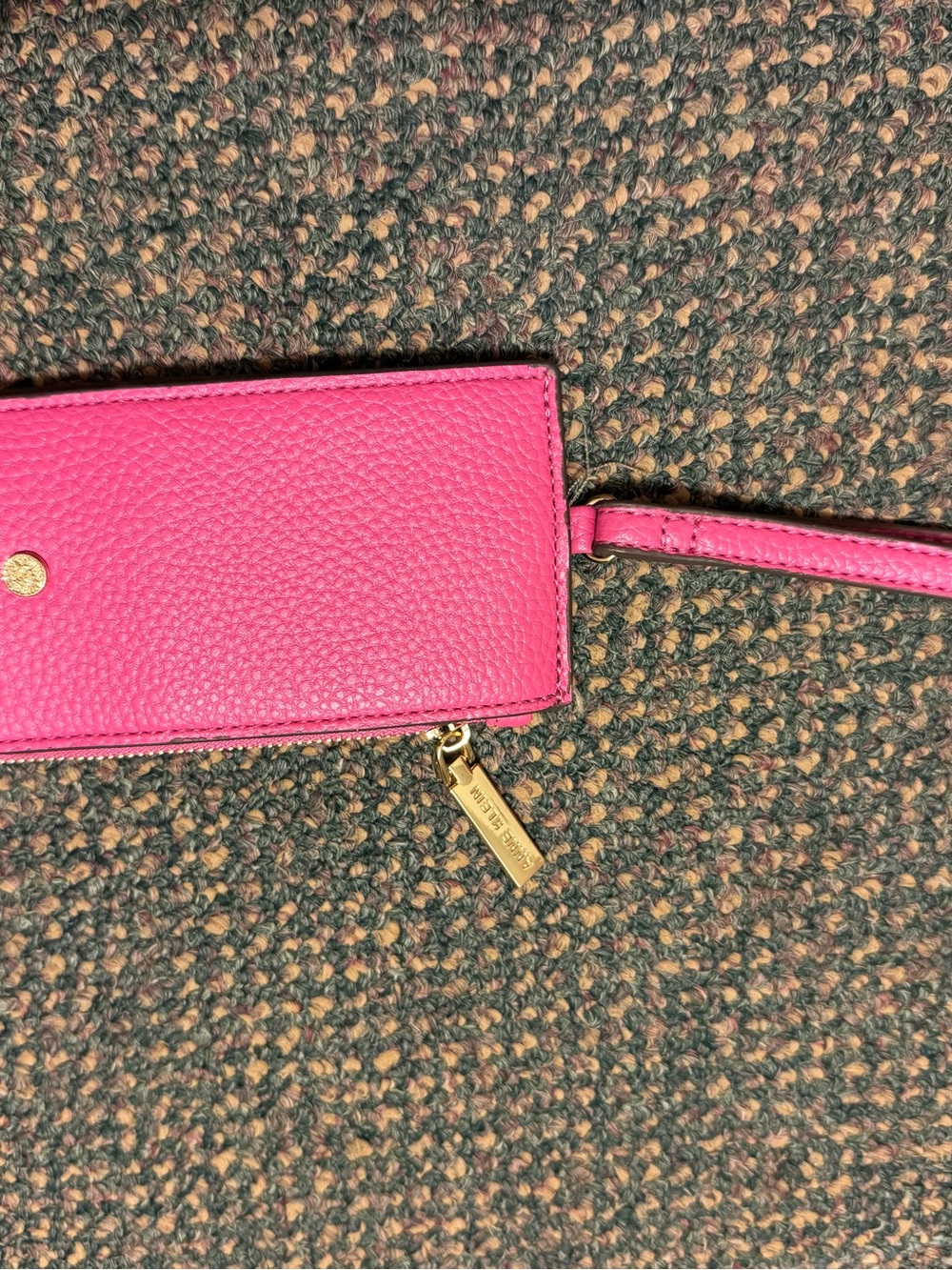 Anne Klein Hot Pink Textured Leather Wristlet Clutch